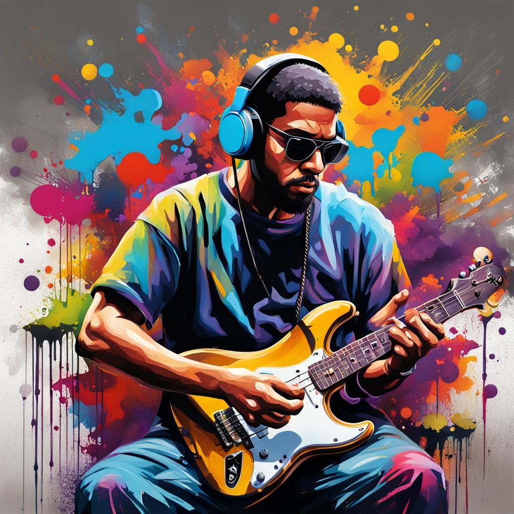 Musician Melodies in Graffiti Street Art Style