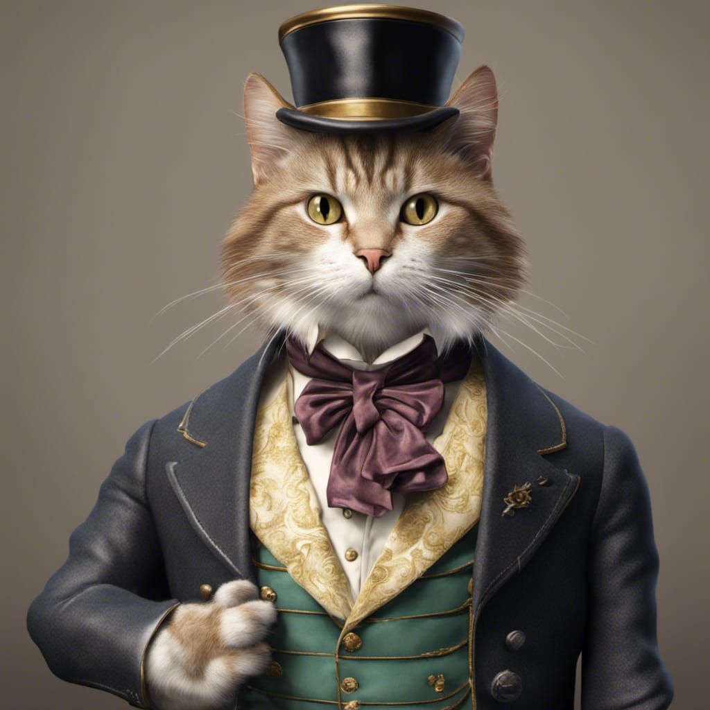 Aristocratic Feline Bard in Hyperrealistic Style
