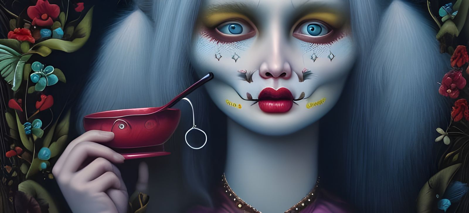 Cute Hillbilly Woman Portrait in Surreal Style