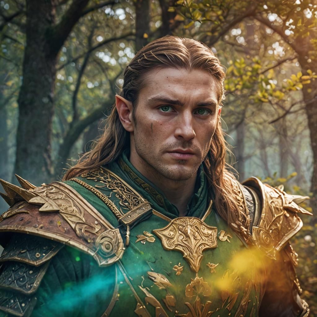 Ethereal Warrior in Spring Woodland