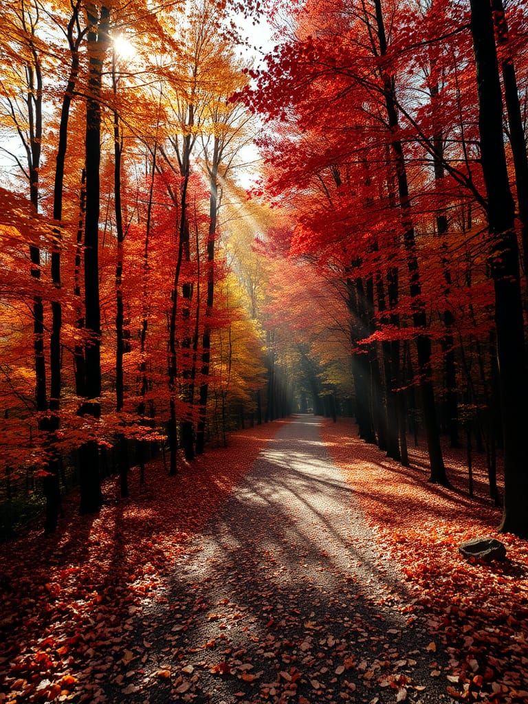 Glorious Autumn Forest with Sunlight