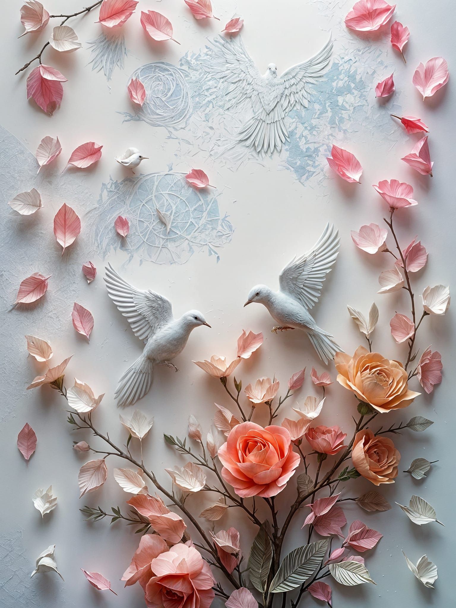 Magical Paper Doves in a Cinematic Watercolor Masterpiece