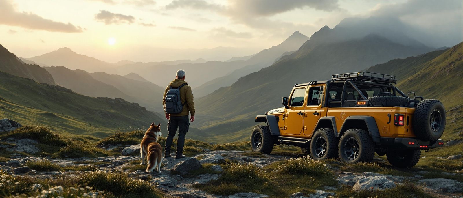 Jeep Gladiator Sunrise: Hyperrealistic Off-Road Adventure