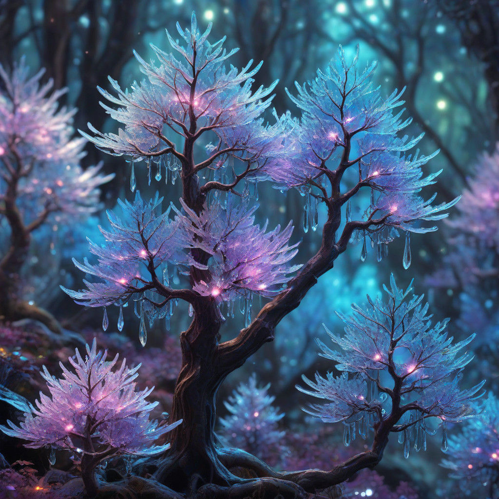Crystal Forest in Vibrant Digital Fantasy Style