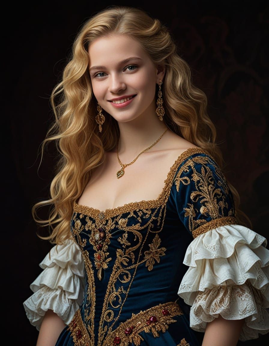 Baroque Masterpiece: Woman in Velvet Dress