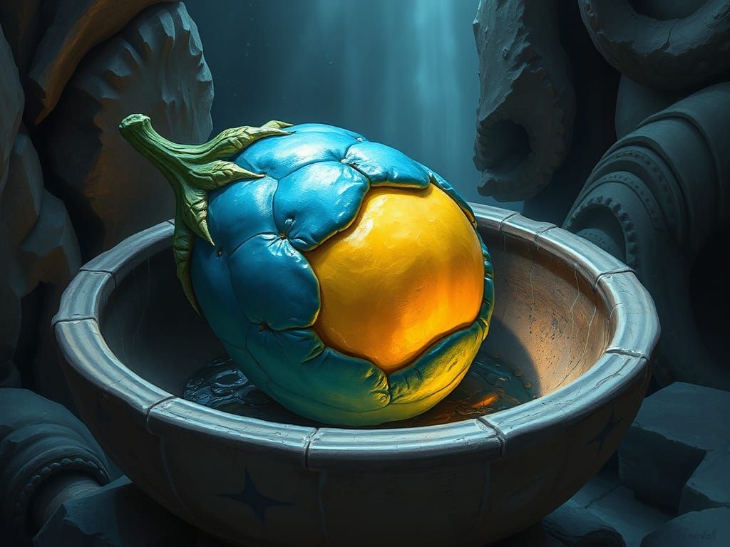 Mystical Alien Fruit in Ethereal Digital Painting