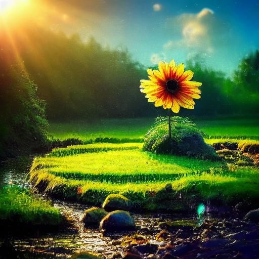 Exotic Flower in Mystical Glass Garden