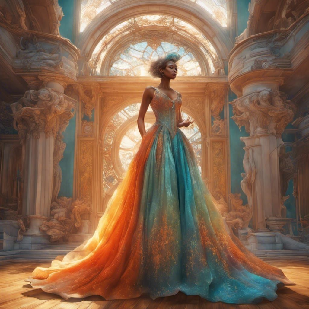 Holographic Iridescent Ballgown Concept Art