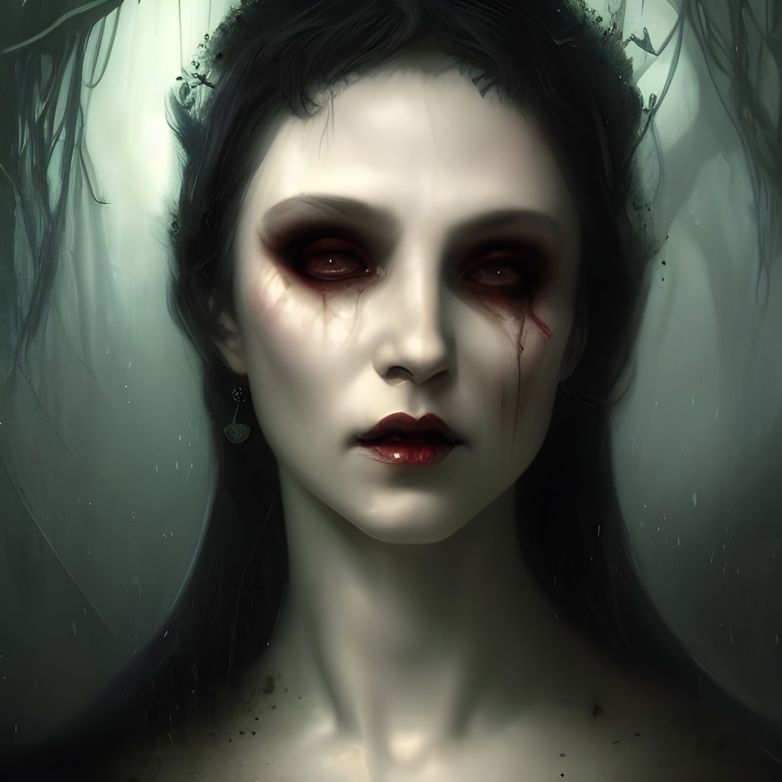 Vampire Portrait in Hyperrealistic Horror Art Style