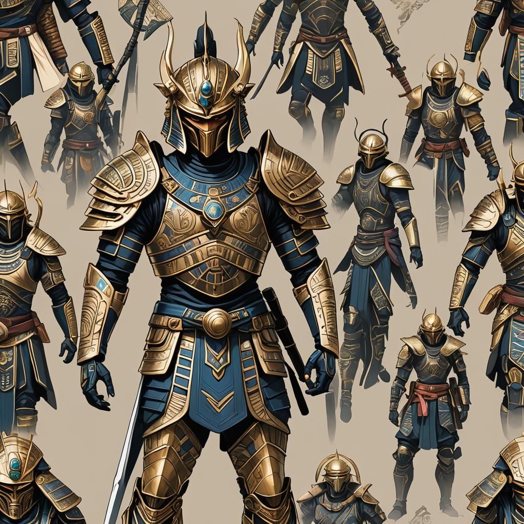 Magitech Armor: Egyptian and Samurai Fusion