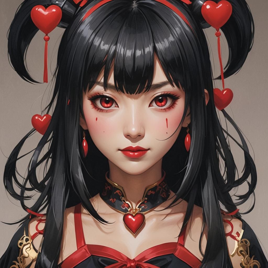 Eerie Portrait of Japanese Woman in Cyberpunk Style