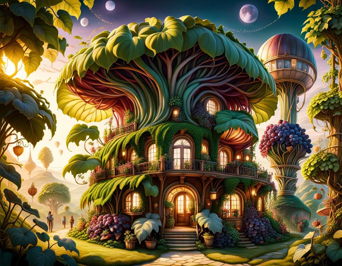 Magical Fairy Tale Plant House in Hyperrealism