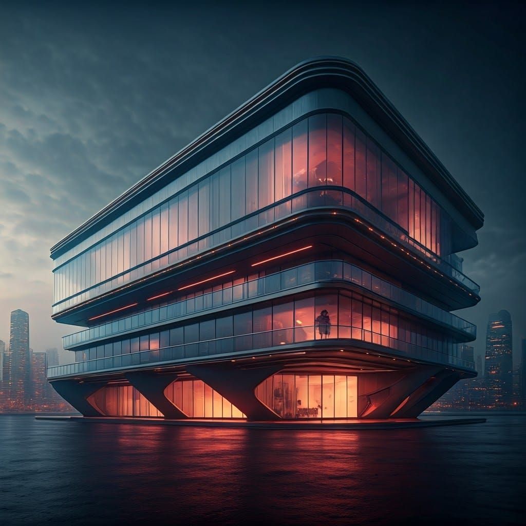 Futuristic Luxury Property Rental in Neon Cityscape