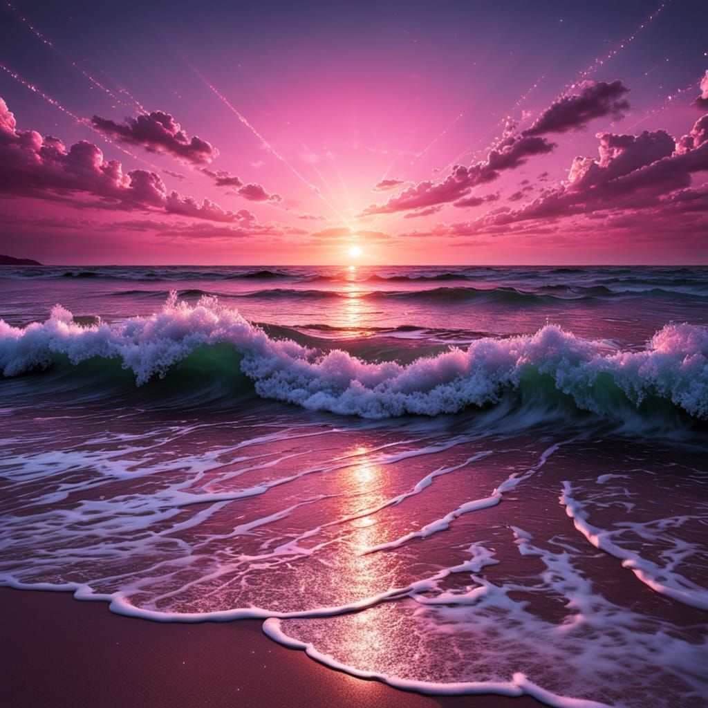Magical Pink Sunset with Sparkles