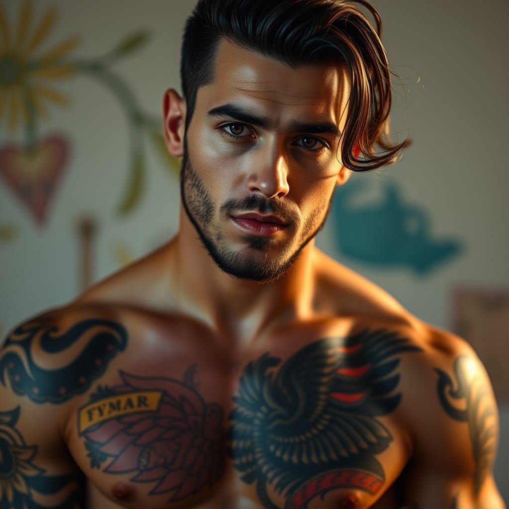 Attractive Brunette Gay Male Model in Vivid Detail