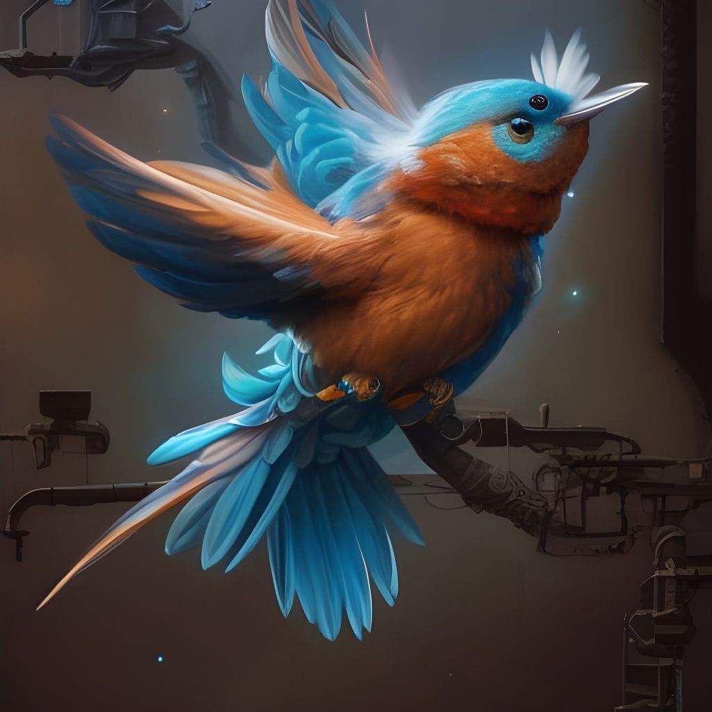 Cinematic Twitter Bird in Server Room