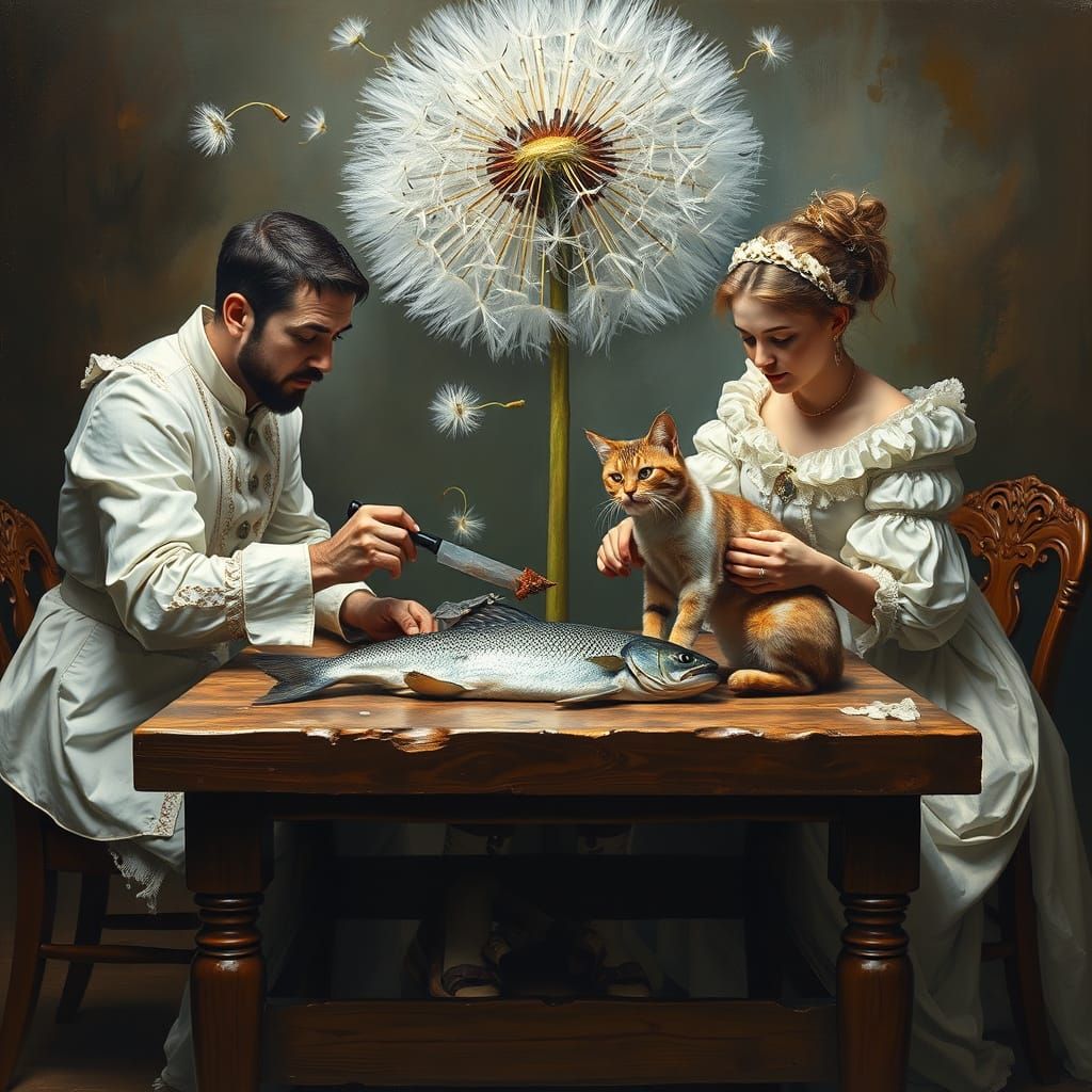 Impasto Neo-Impressionist Masterpiece: Dandelion and Medieva...