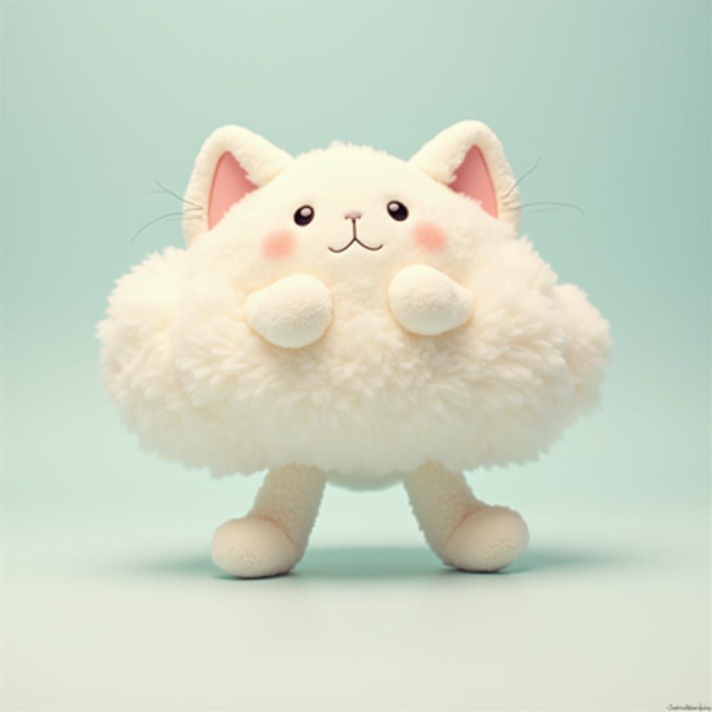 Surreal Cloud Cat in Kawaii Style