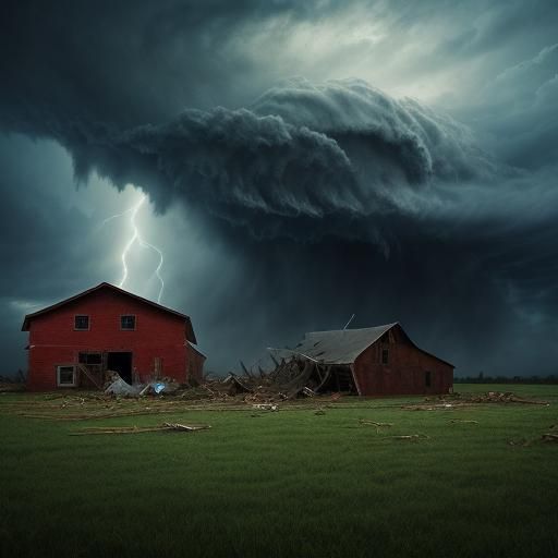 Tornado Destroys Barn: Epic Digital Matte Painting