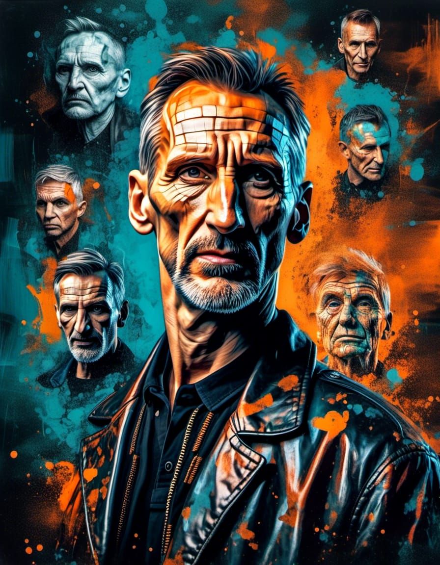 Christopher Eccleston Portrait in Newspaper Texture