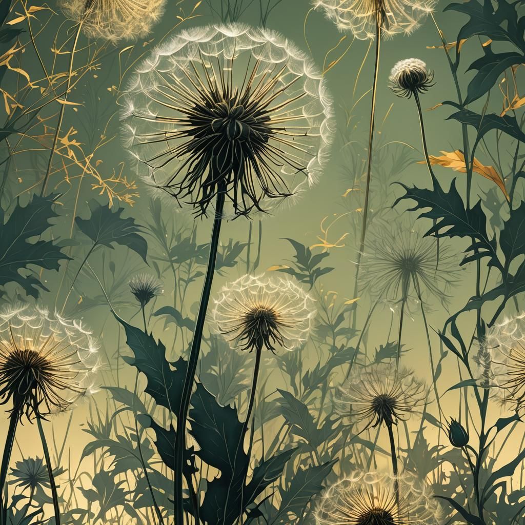 Ethereal Dandelion in Dreamlike Landscape