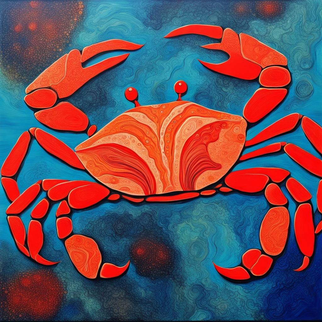 Artful Abstract Cancer the Crab with Fine Details