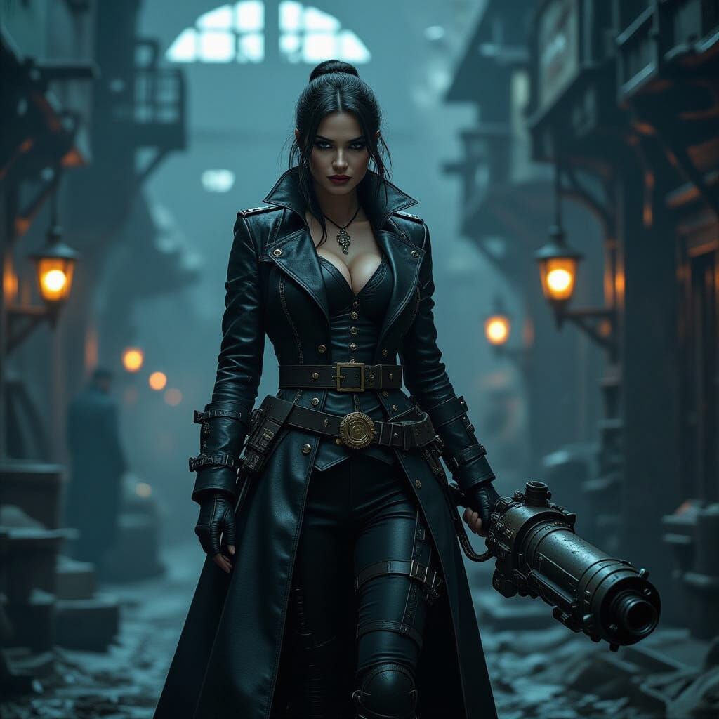 Steampunk War Monger with Engine, Cinematic Film Still