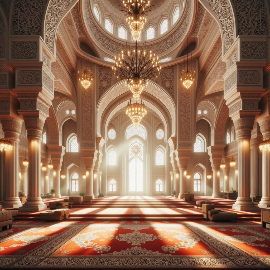 Serene Mosque Interior in Ramadan Style