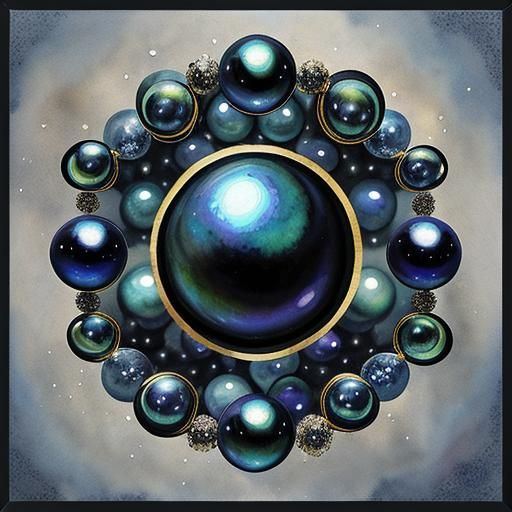 Pearls and Pyrite Still Life in Gouache Style