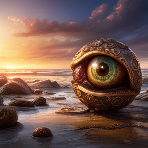 Giant Decaying Eyeballs Washed Up on Sunny Beach