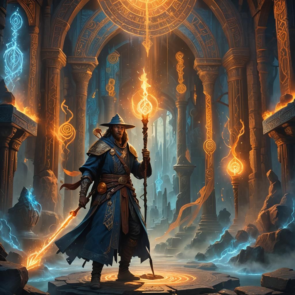 Powerful Mage in Mystical Realm Concept Art