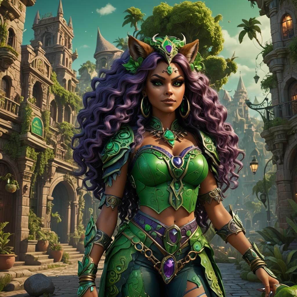Latina Clawdeen Wolf: Detailed Fantasy Art