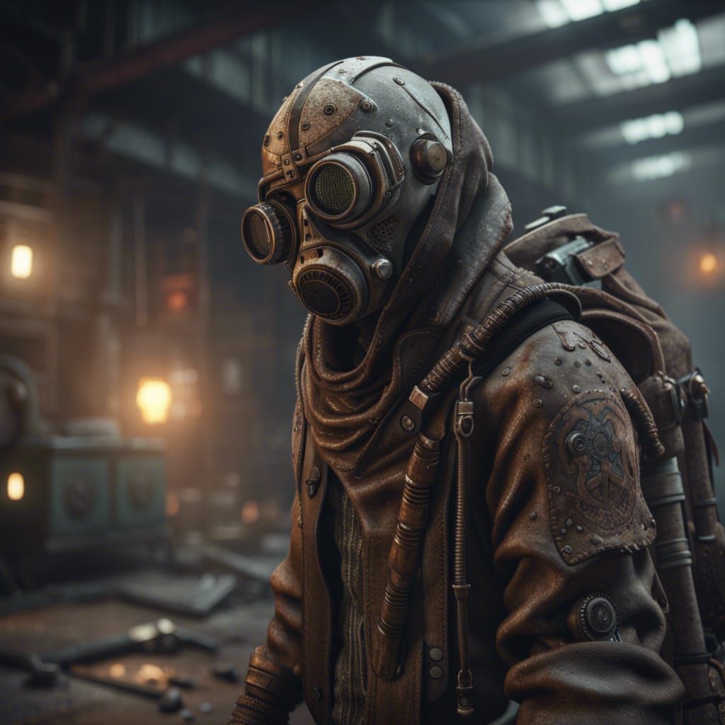 Post-Apocalyptic Cyber Monk in 3D Cinematic Style