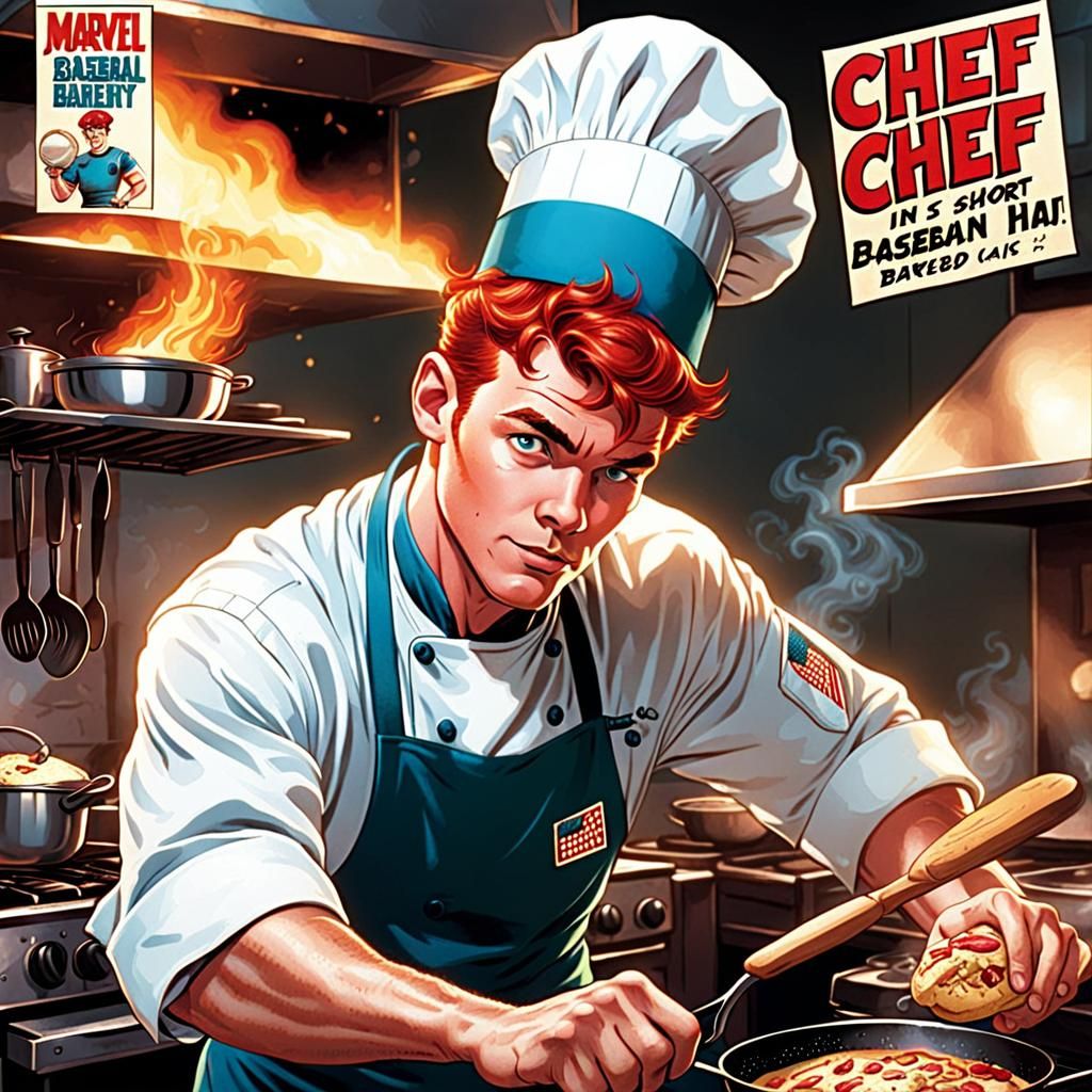 Young Chef Joby in Retro Marvel Comic Style