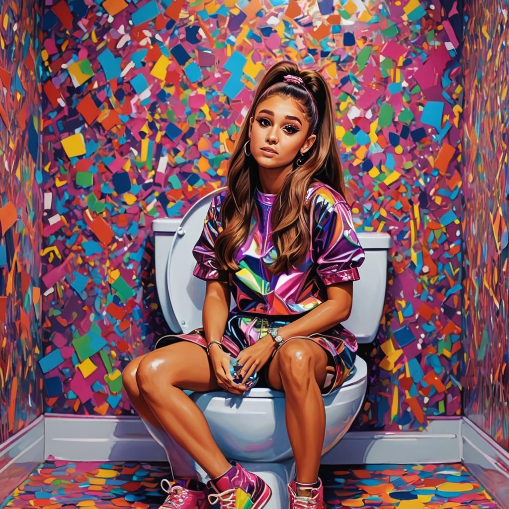 Ariana Grande Pop Art Portrait on Skibidi Toilet