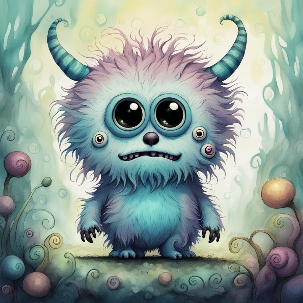 Cute Monster Illustration in Whimsical Style