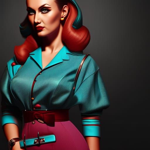 1950s, rockabilly, woman, retro, complementary colors photorealism hyperrealism digital art 64 megapixels 8K resolution ...