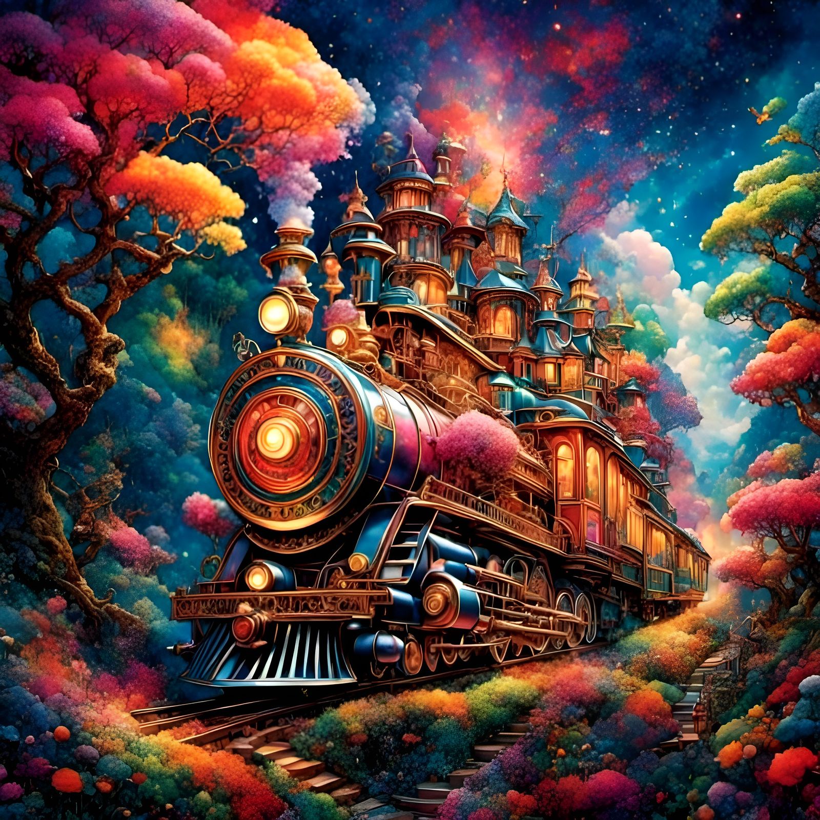 Abstract Stained Glass with Cotton Candy Colors