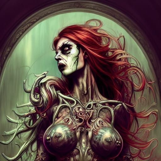 Ornate Zombie Portrait in Hyperdetailed Style