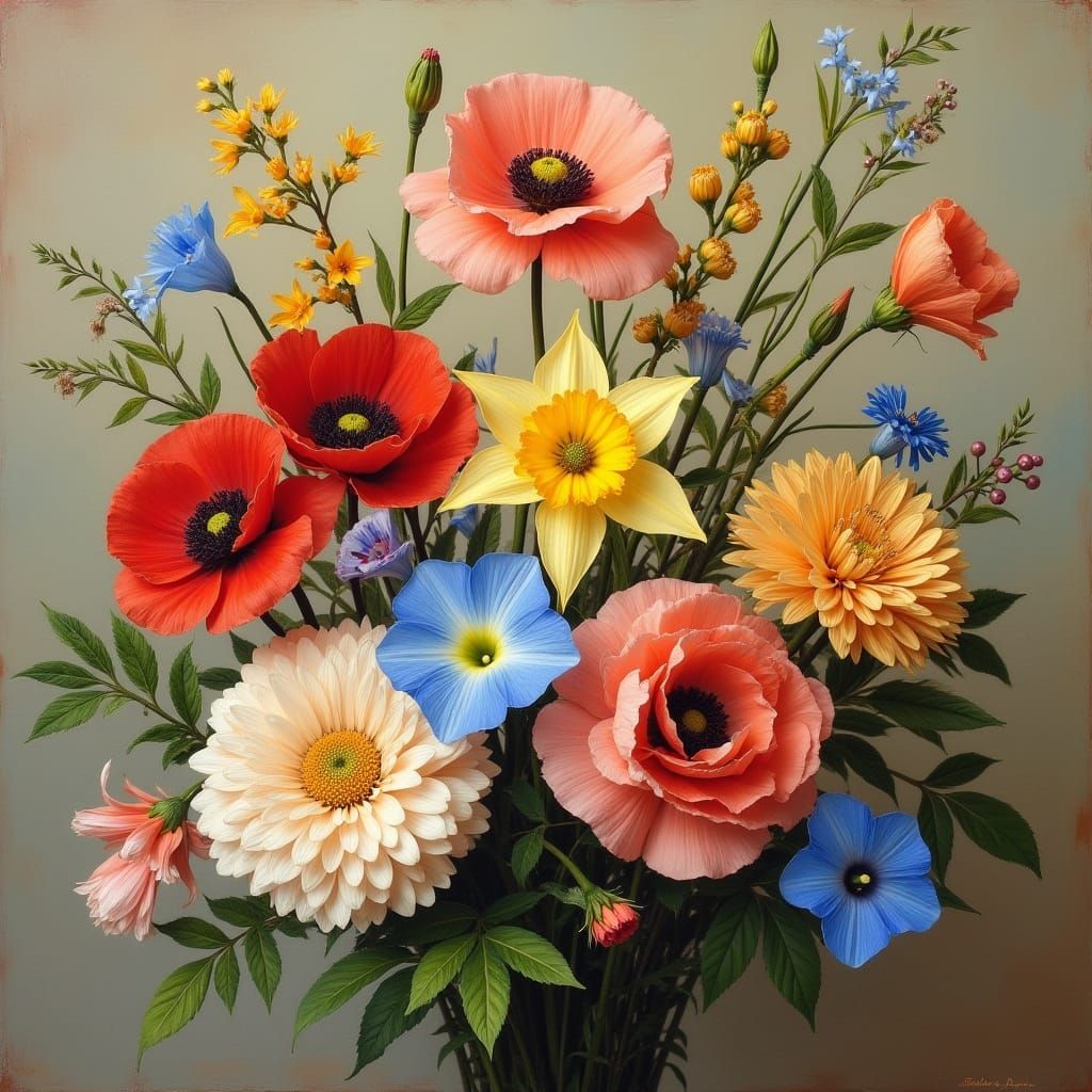 Vibrant Bouquet in Impressionist Style