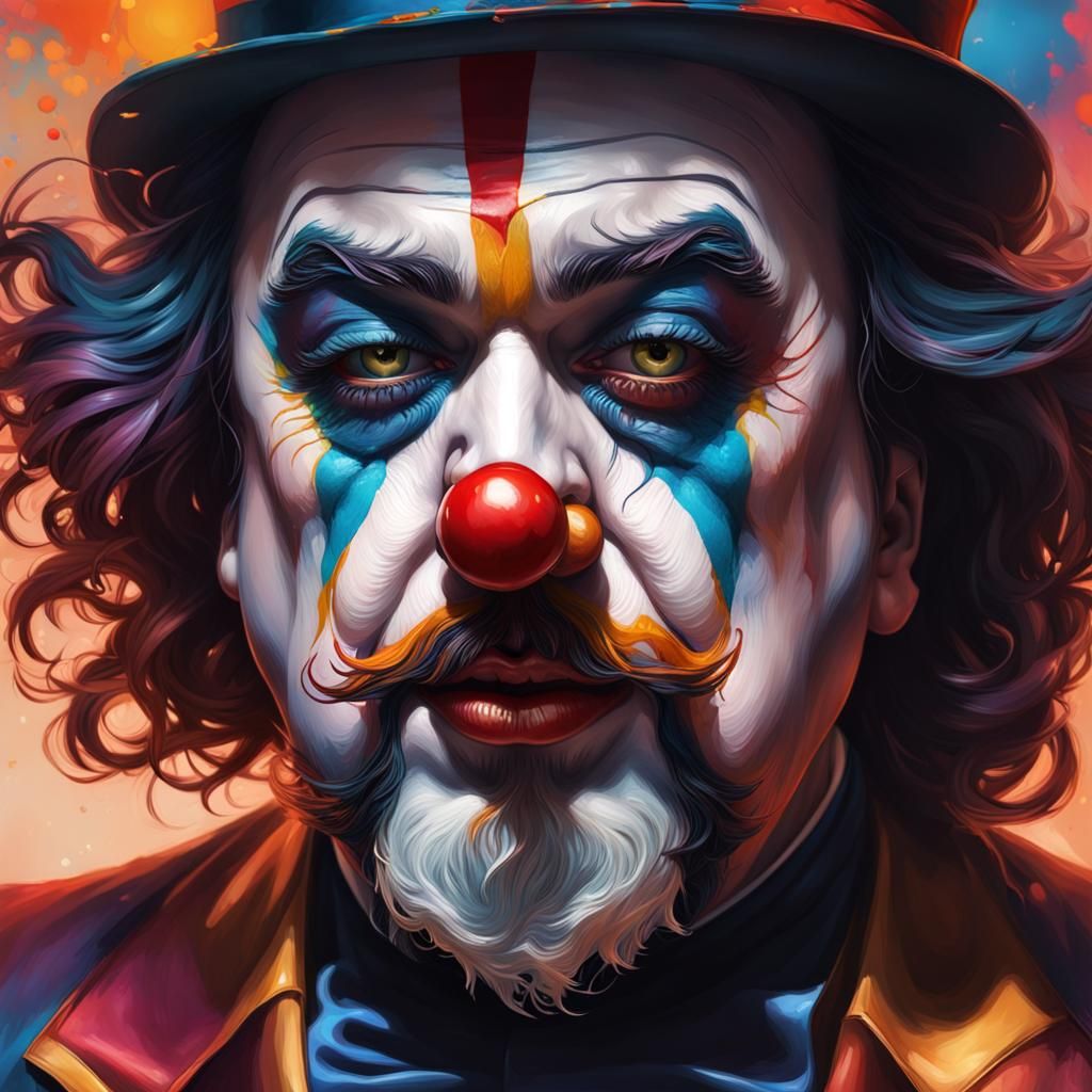 Pavarotti as Crying Clown: Art Nouveau Portrait