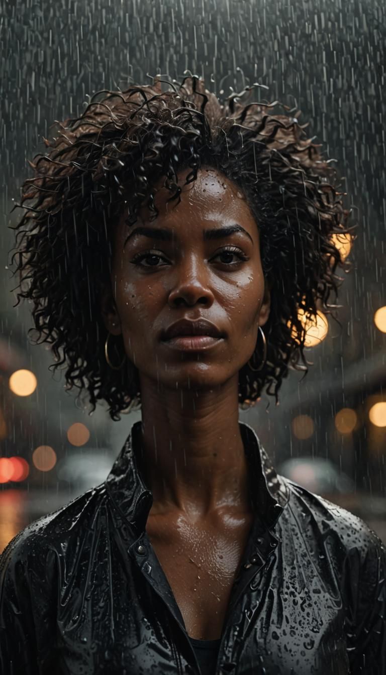 An exquisite portrait of an African woman with deep ebony sk...