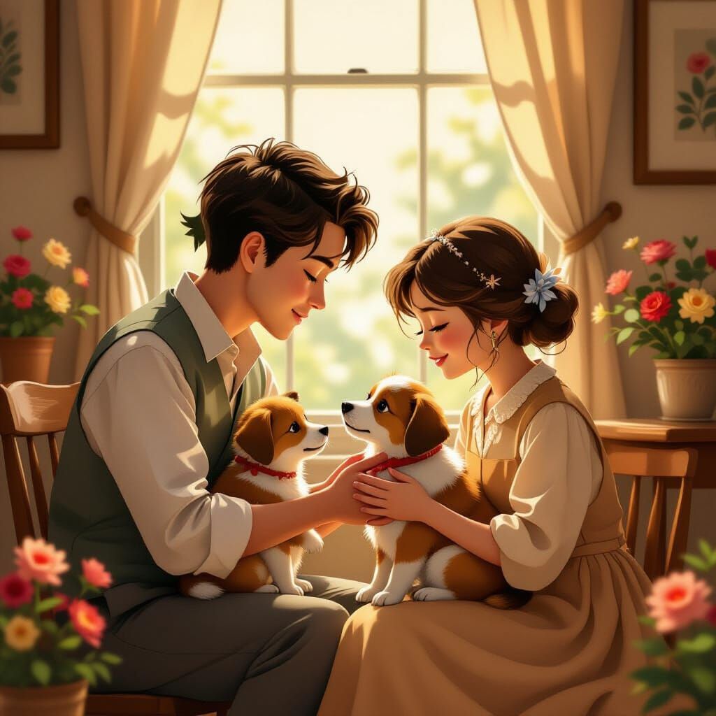 Heartwarming Scene of Kindness and Compassion in Warm Colors