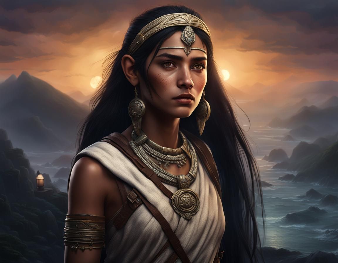 Lemurian Girl Portrait in Photorealistic Fantasy Art