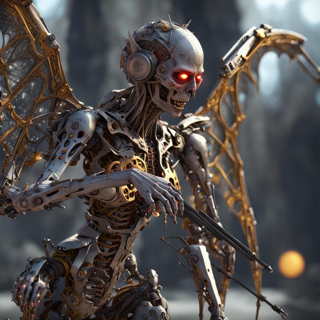Zombie Angel with Spider Eyes Playing Violin