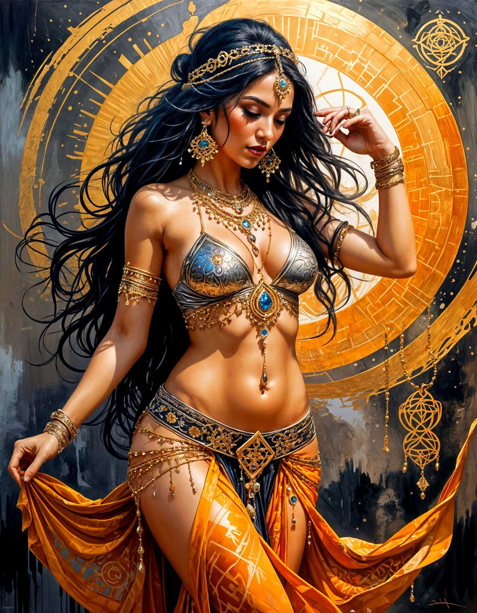 Oriental Belly Dancer at Sunset Over Jewelry