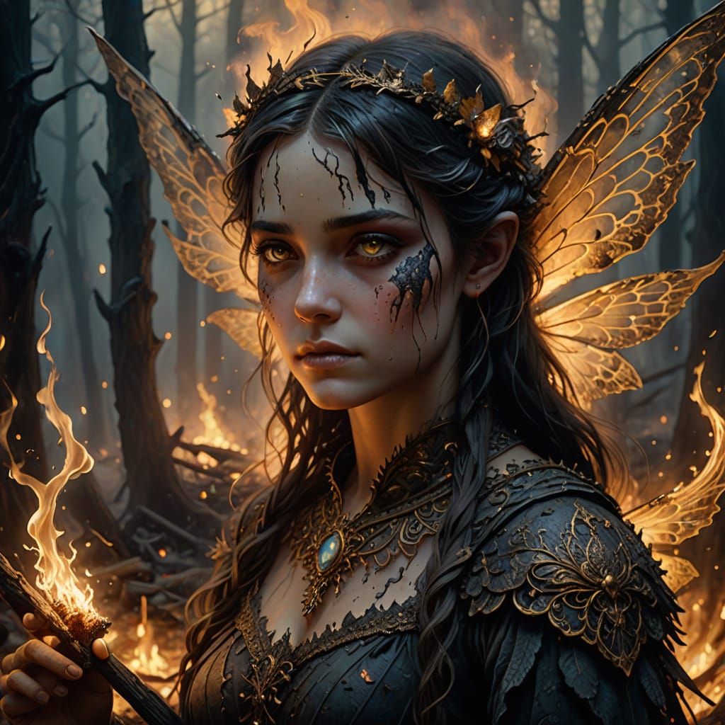 Smoke Fairy Rising: Dark Fantasy Digital Art