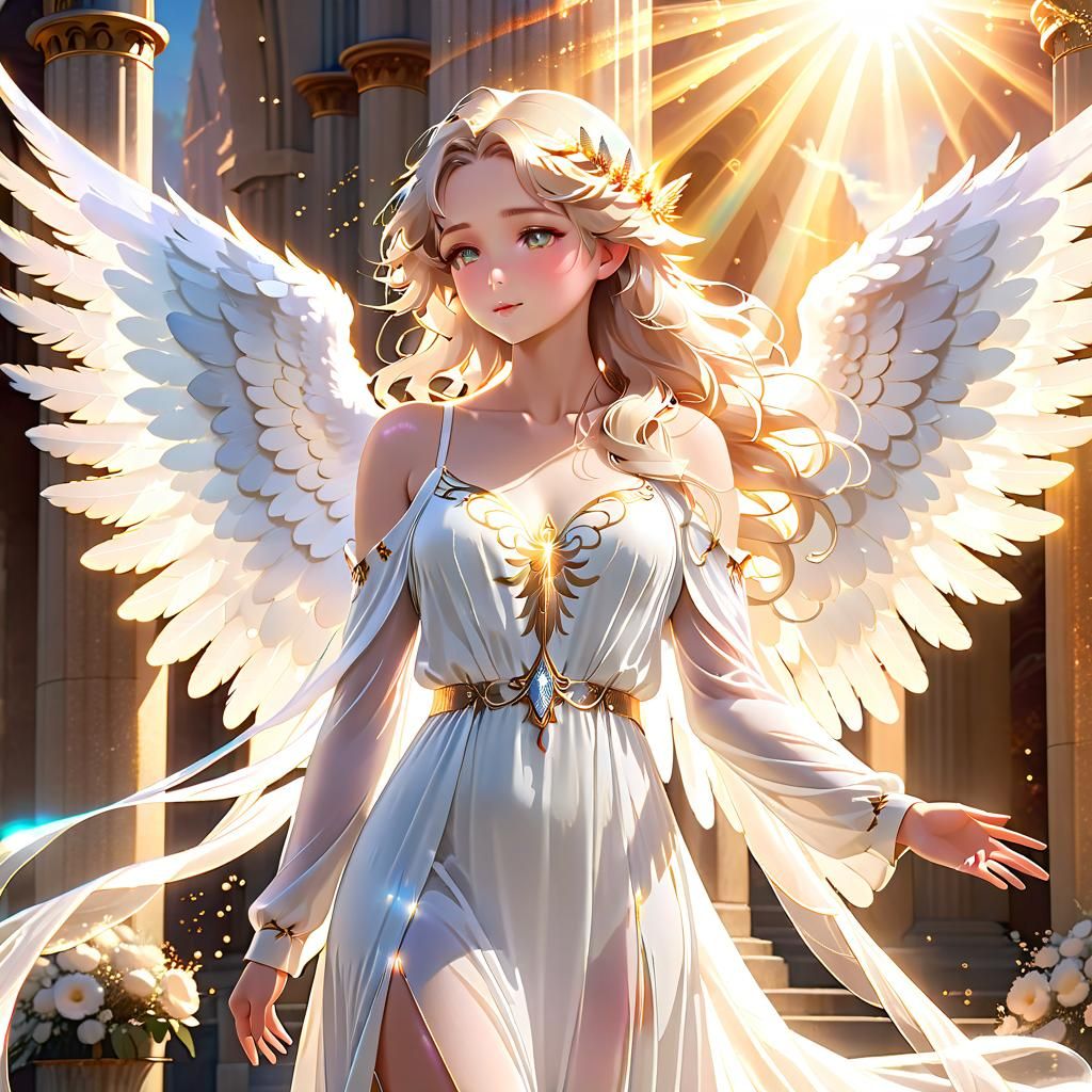 Ethereal Angel in Mystical Realm: Cinematic Portrait