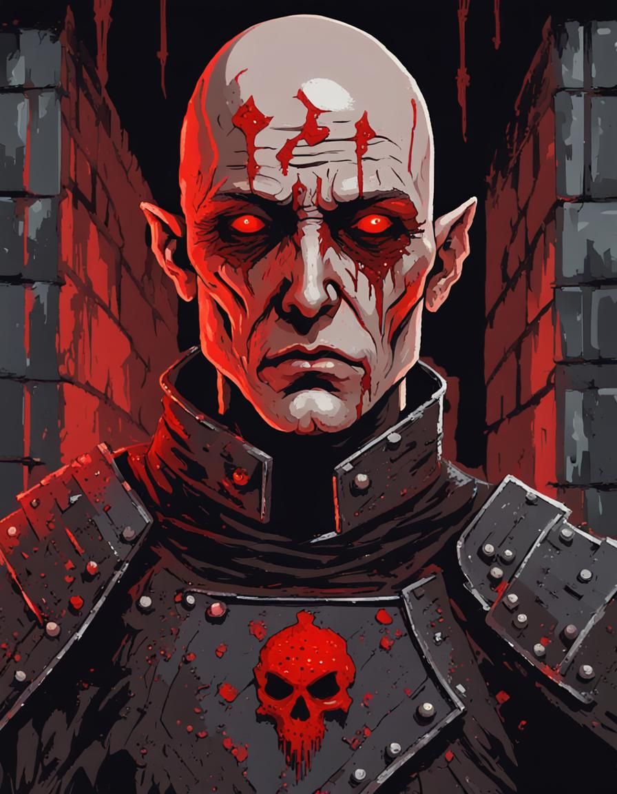 Undead Outsider in 8-bit Acrylic Impressionism