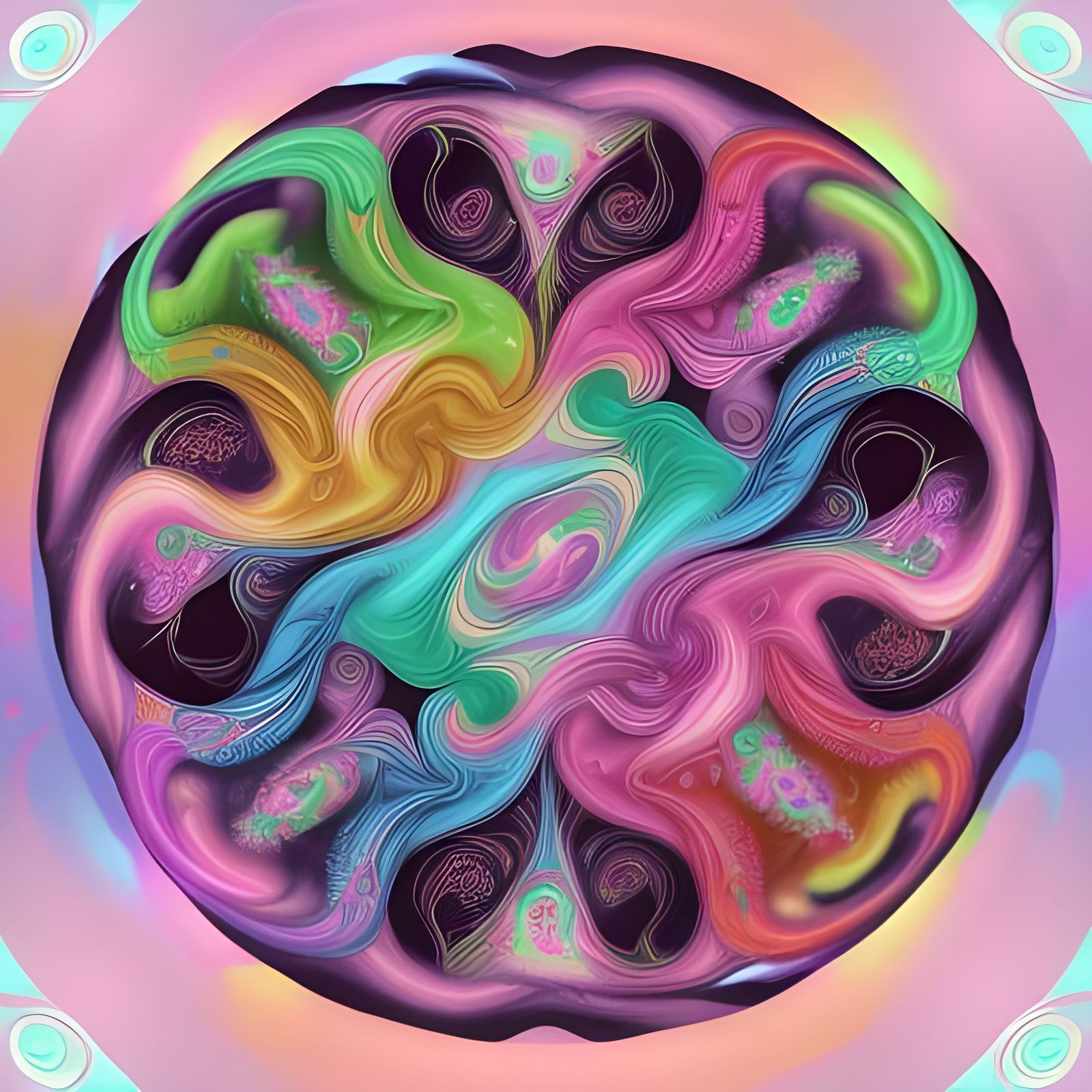 Candy Art Fractal Goats in Neon Colors